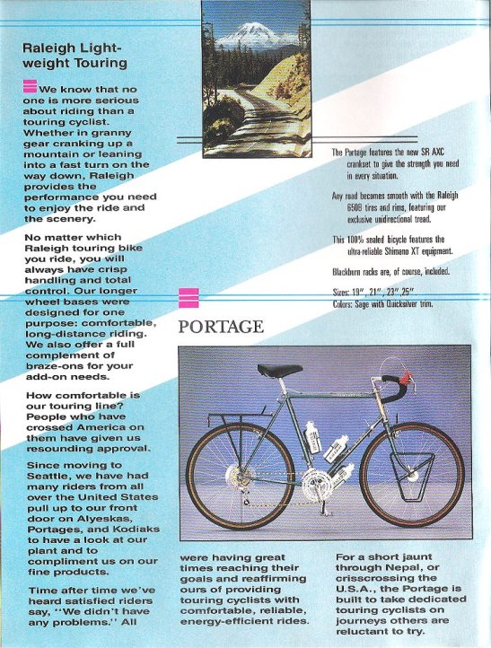 1986 Raleigh Product Catalog: Portage